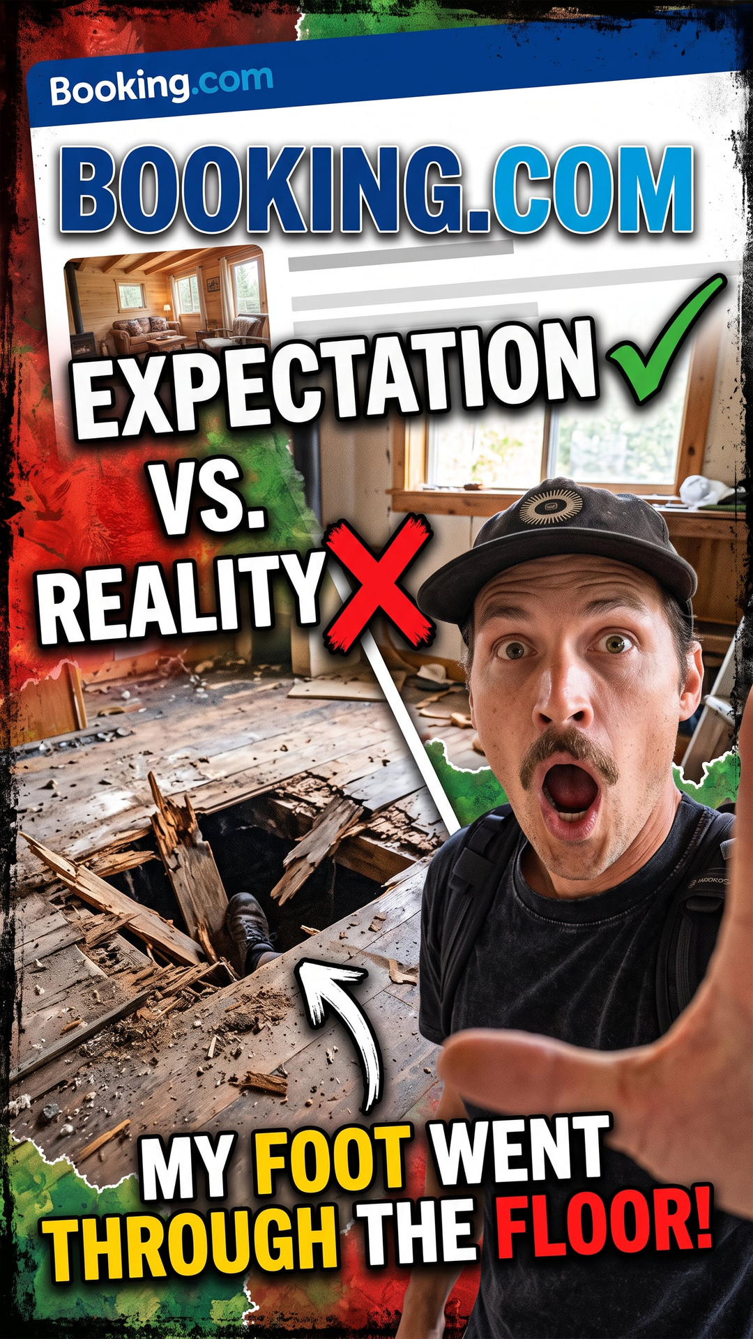 Booking.com Expectation vs. Reality (My Foot Went Through the Floor)