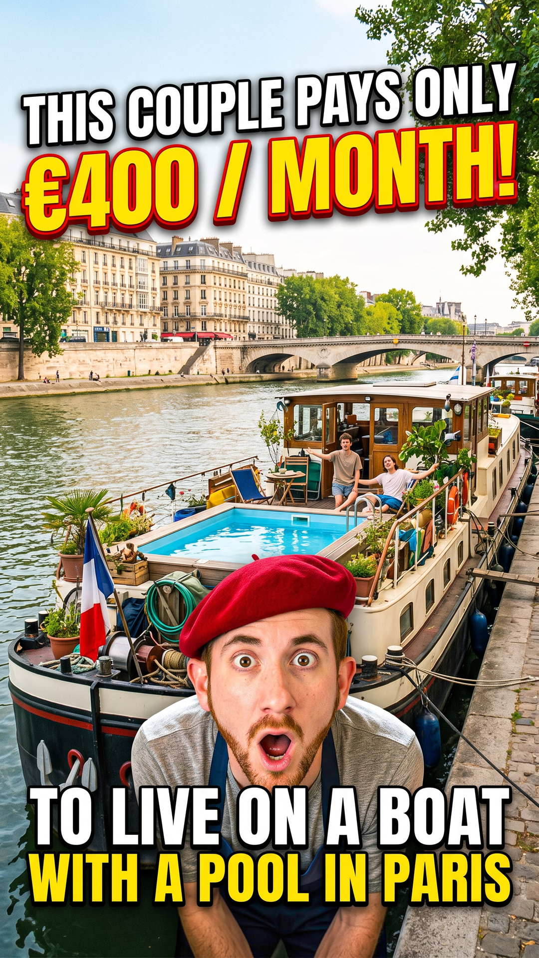 This Couple Pays Only €400/Month to Live on a Boat With a Pool in Paris