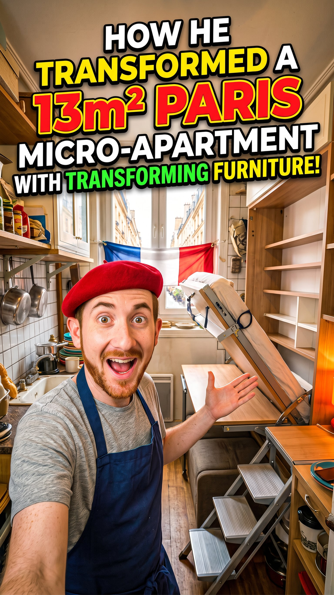 How He Transformed a 13m² Paris Micro-Apartment With Transforming Furniture
