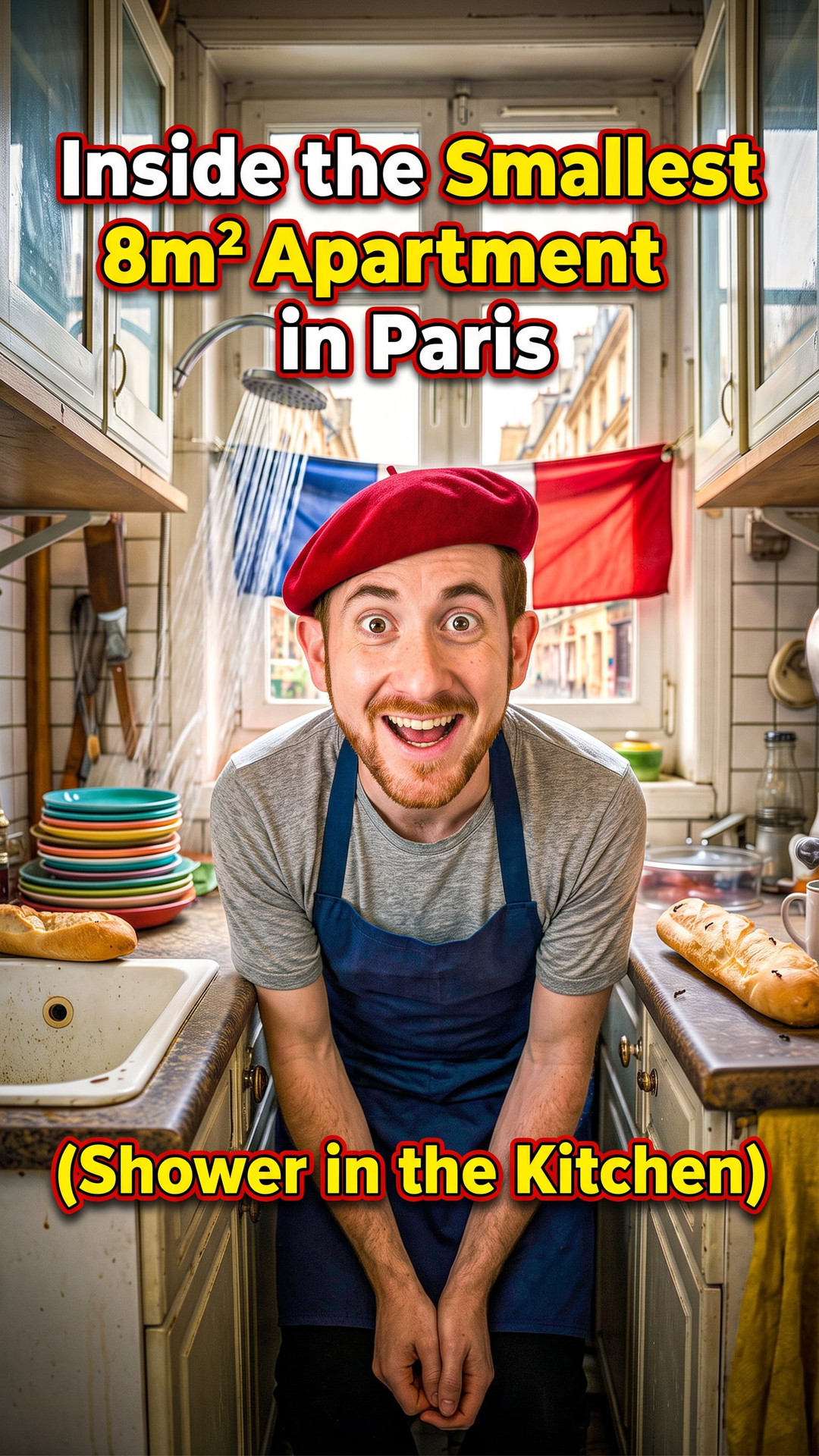 Inside the Smallest 8m² Apartment in Paris (Shower in the Kitchen)