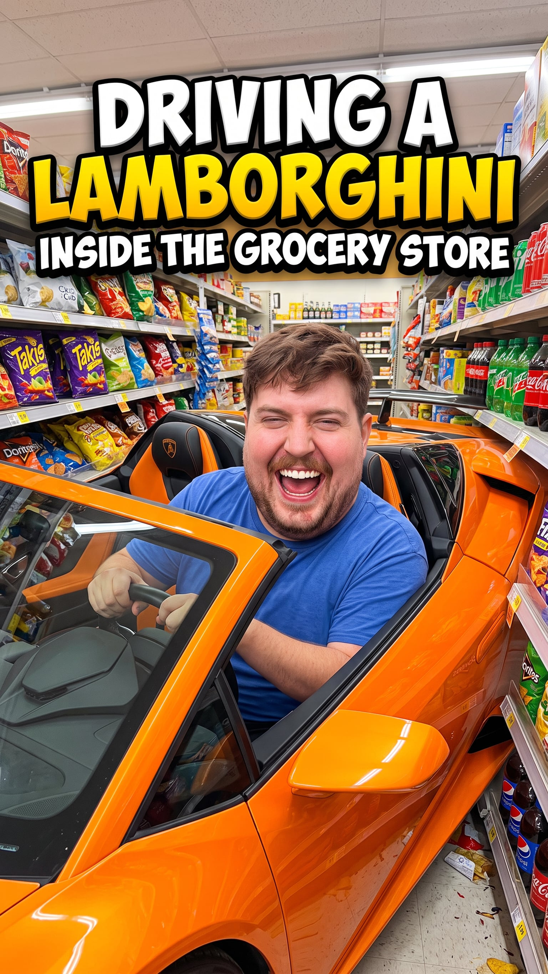 Driving a Lamborghini Inside the Grocery Store