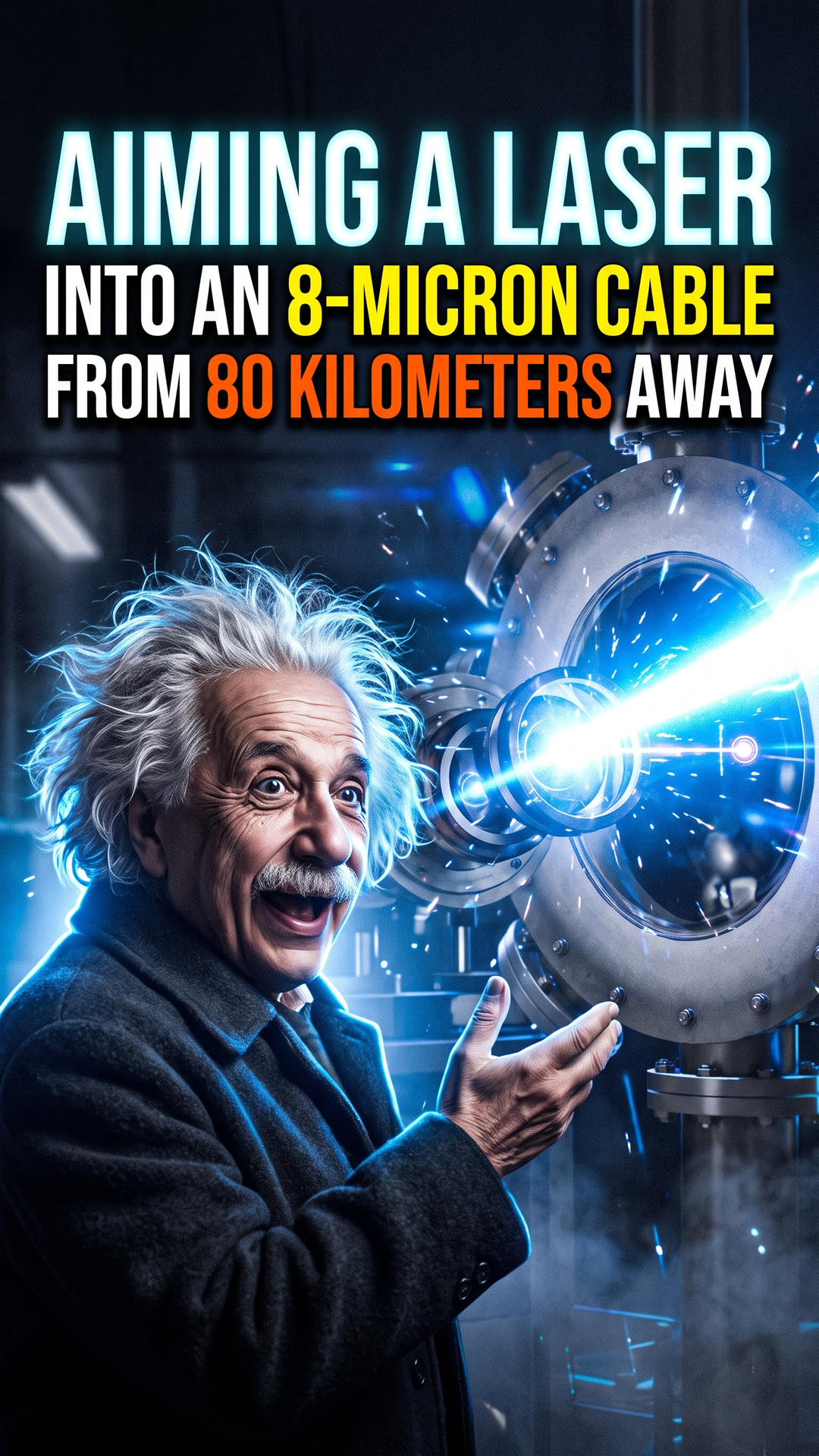 Aiming a Laser Into an 8-Micron Cable From 80 Kilometers Away